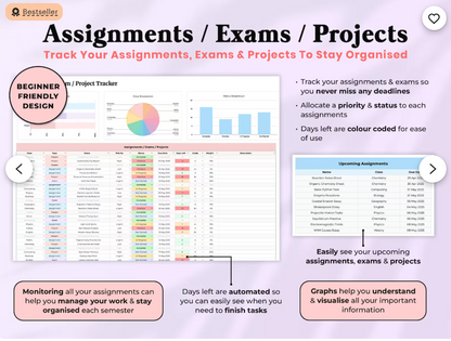 Studentenplaner für Excel und Google Sheets
